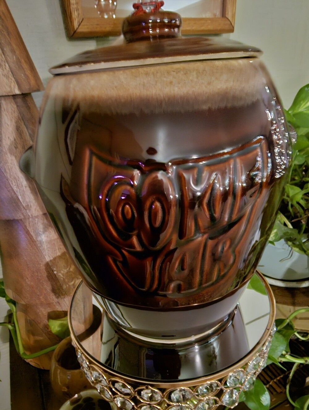 Vintage Mid-Century McCoy Pottery Brown Drip Glaze Cookie Jar #7024